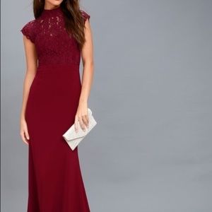 Burgundy Lace Top Gown